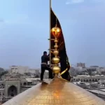 تعویض پرچم گنبد مطهر به مناسبت عید سعید قربان + فیلم